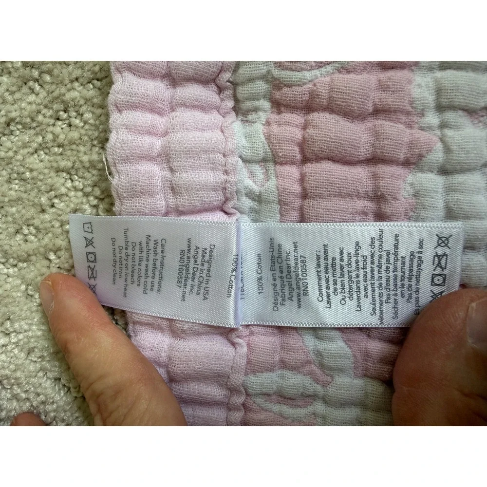 Angel Dear Quilted Blanket Baby OS Pink Bunny Muslin Cotton Quilt